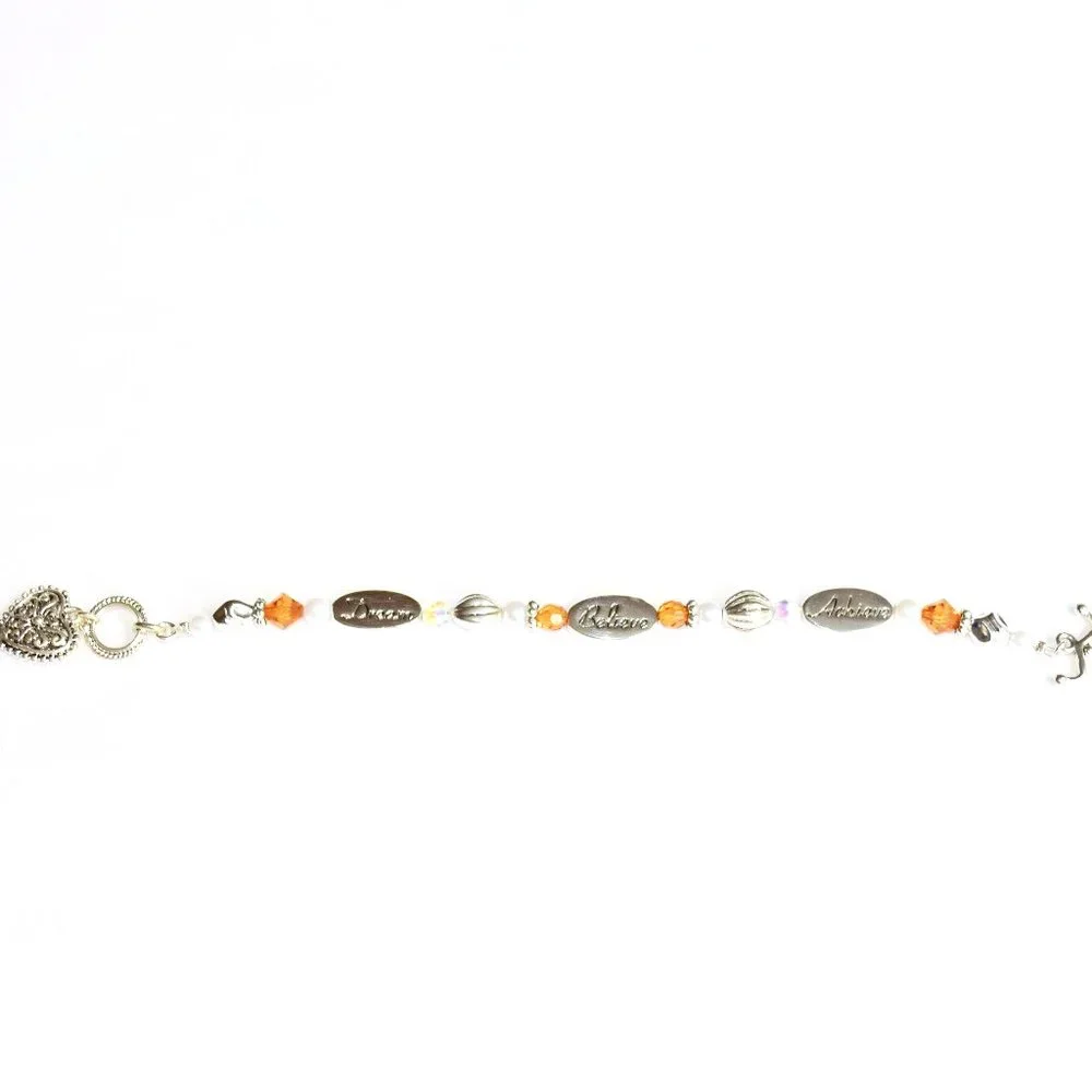 NEW Dream, Believe, Achieve Bracelet with Heart Charm